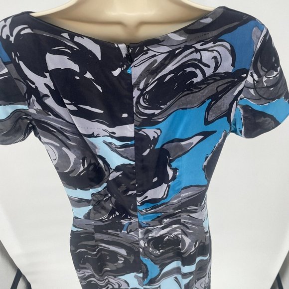 Pendleton Womens Dress Silk Size 8 Black Blue Short Sleeve Abstract Floral Rose - Picture 5 of 12